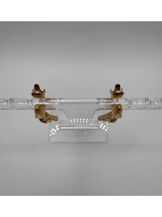 Vintage Trifari Bamboo Drop Earrings Gold Tone Dangle Signed Designer Chic - Picture 2 of 9